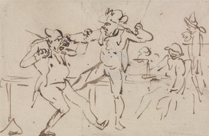 A Black Leg Detected Secreting Cards (a Study) by Thomas Rowlandson